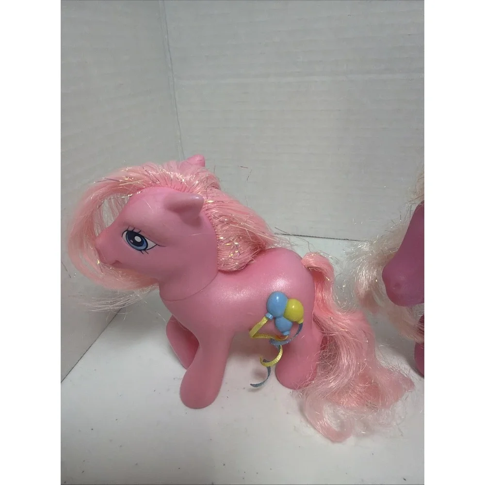 My Little Pony G3 Figure Lot ©2004 Hasbro Pink & Purple Ponies Tinsel Hair‎